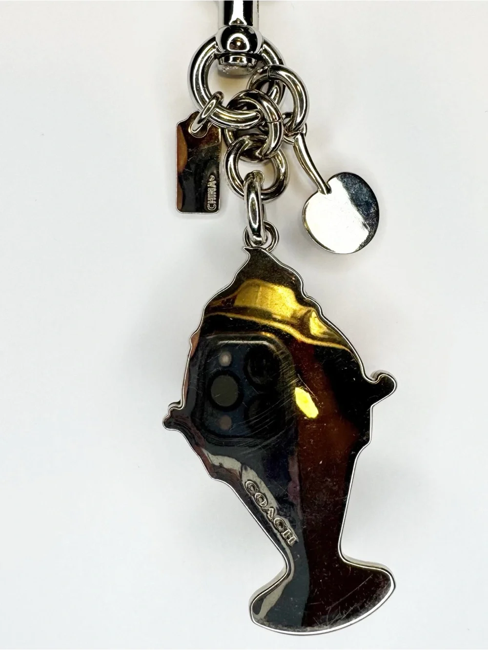 Coach Cherry Sundae Ice Cream Keychain Charm Silvertone